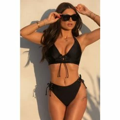 Pour Moi Black India Recycled High Waist High Leg Brief