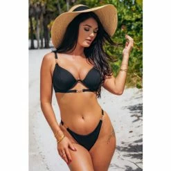 Pour Moi Black India Chains Recycled Tanga Brazilian Brief