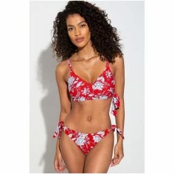 Pour Moi Red Freedom High Leg Tie Side Brief