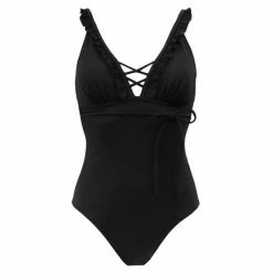Pour Moi Black Frill Lace Up Control Swimsuit -Pour Moi Shop unnamed file 3014