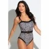 Pour Moi Black Removable Straps Belted Control Swimsuit