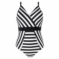 Pour Moi Black Stripe Panelled Control Swimsuit -Pour Moi Shop unnamed file 3082