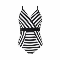 Pour Moi Black Stripe Panelled Control Swimsuit -Pour Moi Shop unnamed file 3084