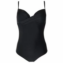 Pour Moi Black Lightly Padded Underwired Twist Front Control Swimsuit -Pour Moi Shop unnamed file 3106