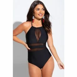 Pour Moi Black High Neck Mesh Insert Control Swimsuit 6 Pour Moi Black High Neck Mesh Insert Control Swimsuit -Pour Moi Shop unnamed file 3137