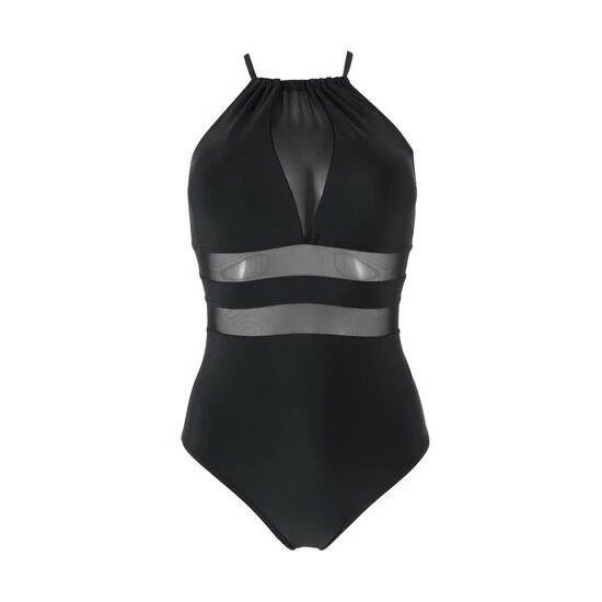 Pour Moi Black High Neck Mesh Insert Control Swimsuit 5 Pour Moi Black High Neck Mesh Insert Control Swimsuit - Image 5