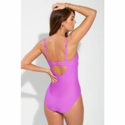 Pour Moi Purple Valencia Twist Front Lightly Padded Non Wired Control Swimsuit -Pour Moi Shop unnamed file 3143
