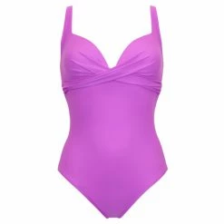 Pour Moi Purple Valencia Twist Front Lightly Padded Non Wired Control Swimsuit -Pour Moi Shop unnamed file 3144