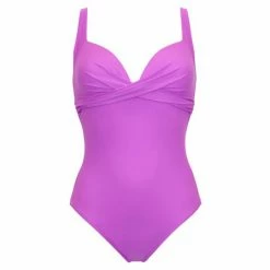 Pour Moi Purple Valencia Twist Front Lightly Padded Non Wired Control Swimsuit -Pour Moi Shop unnamed file 3146