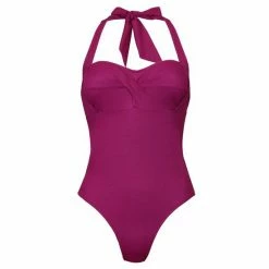Pour Moi Purple Dessert Island Twist Front Halter Tummy Control Swimsuit -Pour Moi Shop unnamed file 3168