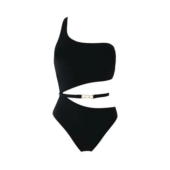 Pour Moi Black India Chains Recycled One Shoulder Cut Out Swimsuit 5 Pour Moi Black India Chains Recycled One Shoulder Cut Out Swimsuit - Image 5