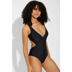 Pour Moi Black Cut Out Detail Control Swimsuit