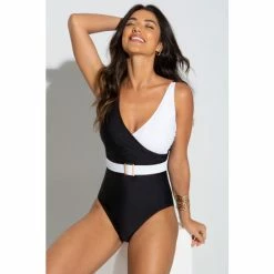 Pour Moi Black Wrap Front Belted Control Swimsuit -Pour Moi Shop unnamed file 3294