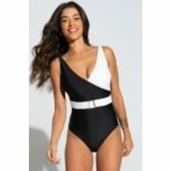 Pour Moi Black Wrap Front Belted Control Swimsuit -Pour Moi Shop unnamed file 3295