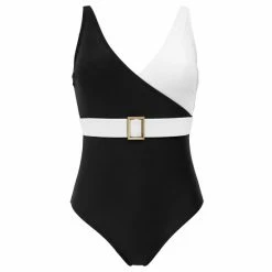 Pour Moi Black Wrap Front Belted Control Swimsuit -Pour Moi Shop unnamed file 3296