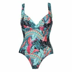 Pour Moi Blue Turquoise Soleil Twist Front Lightly Padded Non Wired Control Swimsuit -Pour Moi Shop unnamed file 3316