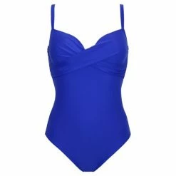 Pour Moi Blue Lightly Padded Underwired Twist Front Control Swimsuit -Pour Moi Shop unnamed file 3322