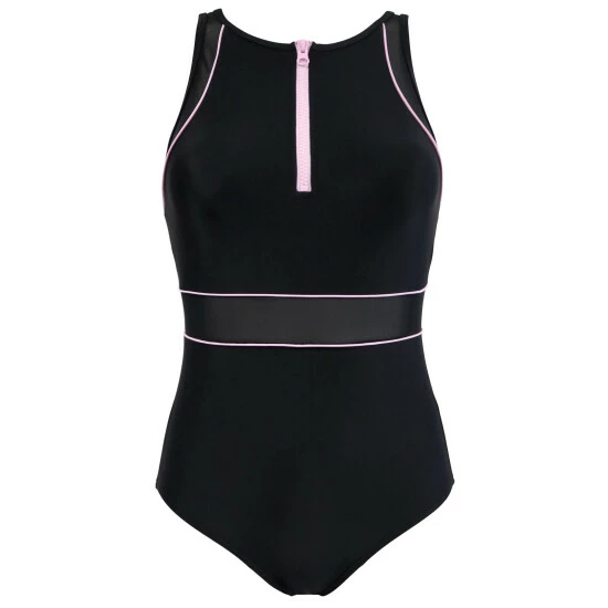 Pour Moi Black Energy Chlorine Resistant High Neck Zip Front Swimsuit 4 Pour Moi Black Energy Chlorine Resistant High Neck Zip Front Swimsuit - Image 4
