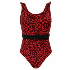 Pour Moi Red Frill Neck Belted Control Swimsuit -Pour Moi Shop unnamed file 3344