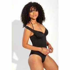 Alternative view of Pour Moi Black Underwired Off The Shoulder Double Strap Control Swimsuit