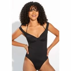 Pour Moi Black Underwired Off The Shoulder Double Strap Control Swimsuit -Pour Moi Shop unnamed file 3367