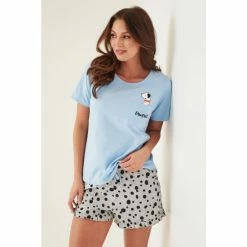 Pour Moi Blue Pawfect Cotton Jersey Short Pyjama Set