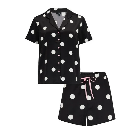 Pour Moi Black Satin Revere Collar Short PJ Set 4 Pour Moi Black Satin Revere Collar Short PJ Set - Image 4