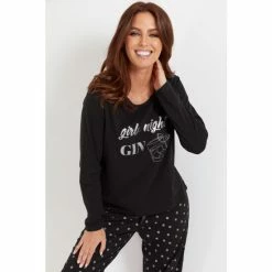 Alternative view of Pour Moi Black Girls Night Gin Cotton Jersey Pyjama Set