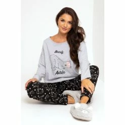 Pour Moi Grey Bearly Awake Cotton Pyjama Set