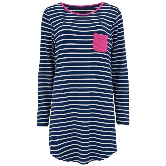 Pour Moi Blue Stripe Jersey Long Sleeve Secret Support Nightdress 3 Pour Moi Blue Stripe Jersey Long Sleeve Secret Support Nightdress - Image 3