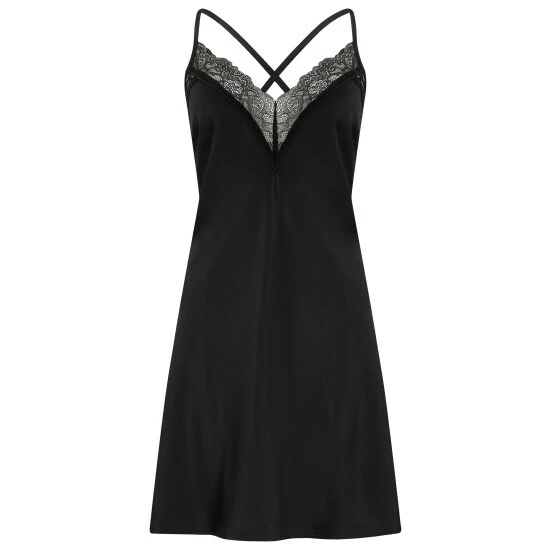 Pour Moi Black Dusk Satin Lace Insert Chemise 4 Pour Moi Black Dusk Satin Lace Insert Chemise - Image 4