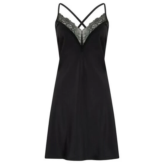 Pour Moi Black Dusk Satin Lace Insert Chemise 6 Pour Moi Black Dusk Satin Lace Insert Chemise - Image 6