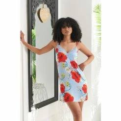 Pour Moi Blue Luxe Woven Lace Insert Chemise