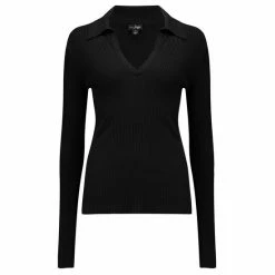 Pour Moi Black Eva Rib Knit V Neck Collar Top -Pour Moi Shop unnamed file 3922