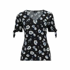 Pour Moi Black Bella Slinky Recycled Jersey Tie Sleeve Top -Pour Moi Shop unnamed file 3932