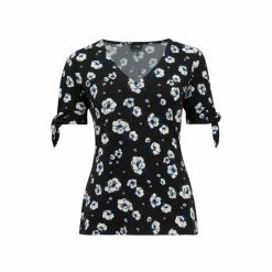 Pour Moi Black Bella Slinky Recycled Jersey Tie Sleeve Top -Pour Moi Shop unnamed file 3934