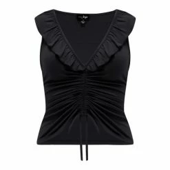 Pour Moi Black Tilly Sleeveless Jersey Ruche Front Crop Top -Pour Moi Shop unnamed file 3940