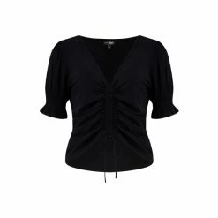 Alternative view of Pour Moi Black Tilly Jersey Ruche Front Crop Top
