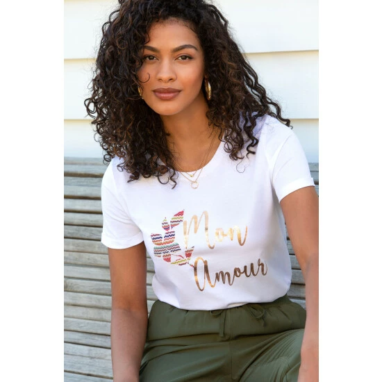 Pour Moi White Cotton Jersey Mon Amour T-Shirt 1 Pour Moi White Cotton Jersey Mon Amour T-Shirt