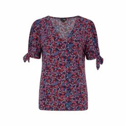 Pour Moi Navy Bella Slinky Jersey Tie Sleeve Top -Pour Moi Shop unnamed file 3980