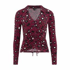 Pour Moi Berry Leopard Lana Ruche Front Slinky Recycled Jersey Top -Pour Moi Shop unnamed file 3986