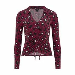 Pour Moi Berry Leopard Lana Ruche Front Slinky Recycled Jersey Top -Pour Moi Shop unnamed file 3988