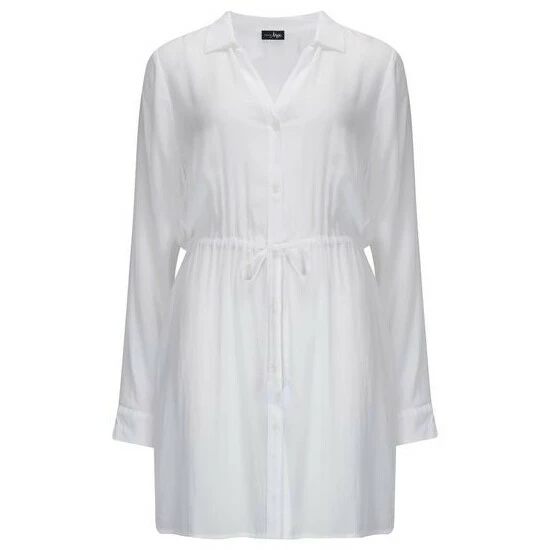 Pour Moi White Crinkle Button Through Beach Shirt 6 Pour Moi White Crinkle Button Through Beach Shirt - Image 6