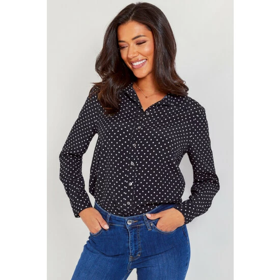 Pour Moi Black Kelly Woven Viscose Fitted Shirt 1 Pour Moi Black Kelly Woven Viscose Fitted Shirt