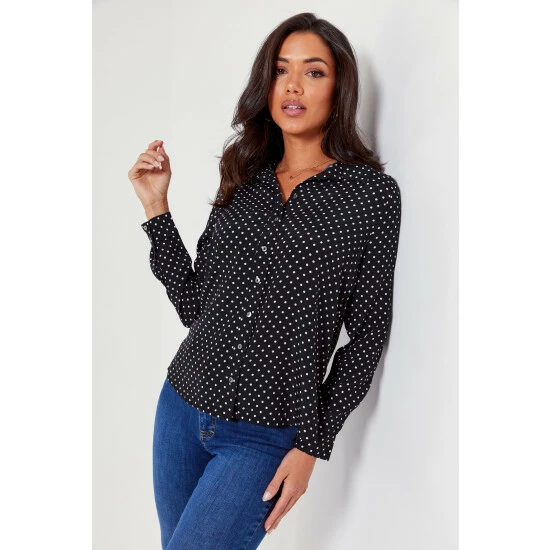 Pour Moi Black Kelly Woven Viscose Fitted Shirt 2 Pour Moi Black Kelly Woven Viscose Fitted Shirt - Image 2