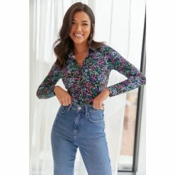 Pour Moi Blue Bailey Slinky Recycled Jersey Shirt