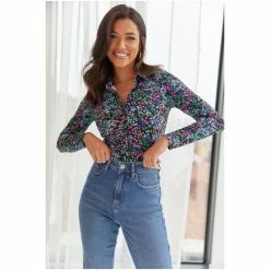 Pour Moi Blue Bailey Slinky Recycled Jersey Shirt -Pour Moi Shop unnamed file 4042