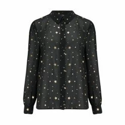 Pour Moi Black Gold Star Natalya Gold Jacquard Star Chiffon Shirt -Pour Moi Shop unnamed file 4062