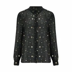 Pour Moi Black Gold Star Natalya Gold Jacquard Star Chiffon Shirt -Pour Moi Shop unnamed file 4064