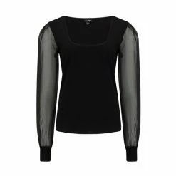 Pour Moi Black Rae Chiffon Sleeve Recycled Jersey Top -Pour Moi Shop unnamed file 4075